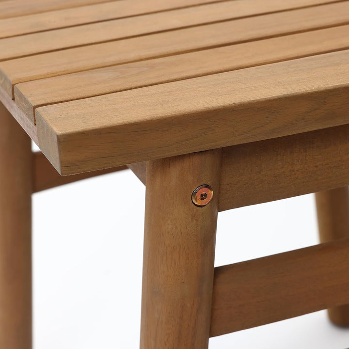 Hometopia Beistelltisch Quadratisch aus massivem Akazienholz - 45x45 cm - Stabiler Couchtisch & Nach