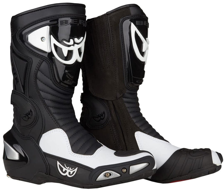 Berik Race-X Racing Motorradstiefel, schwarz/weiss, 47 47 EU Schwarz und Weiss, 47 EU Schwarz und We