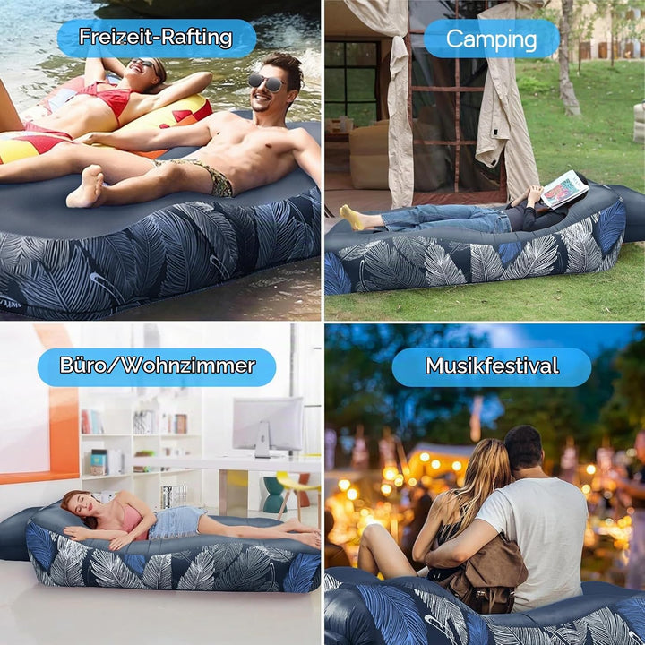 Aufblasbares Sofa - 195 x 70 cm Aufblasbare Couch Camping Sofa mit Mesh &amp;Tragetasche Wasserdichte Ha