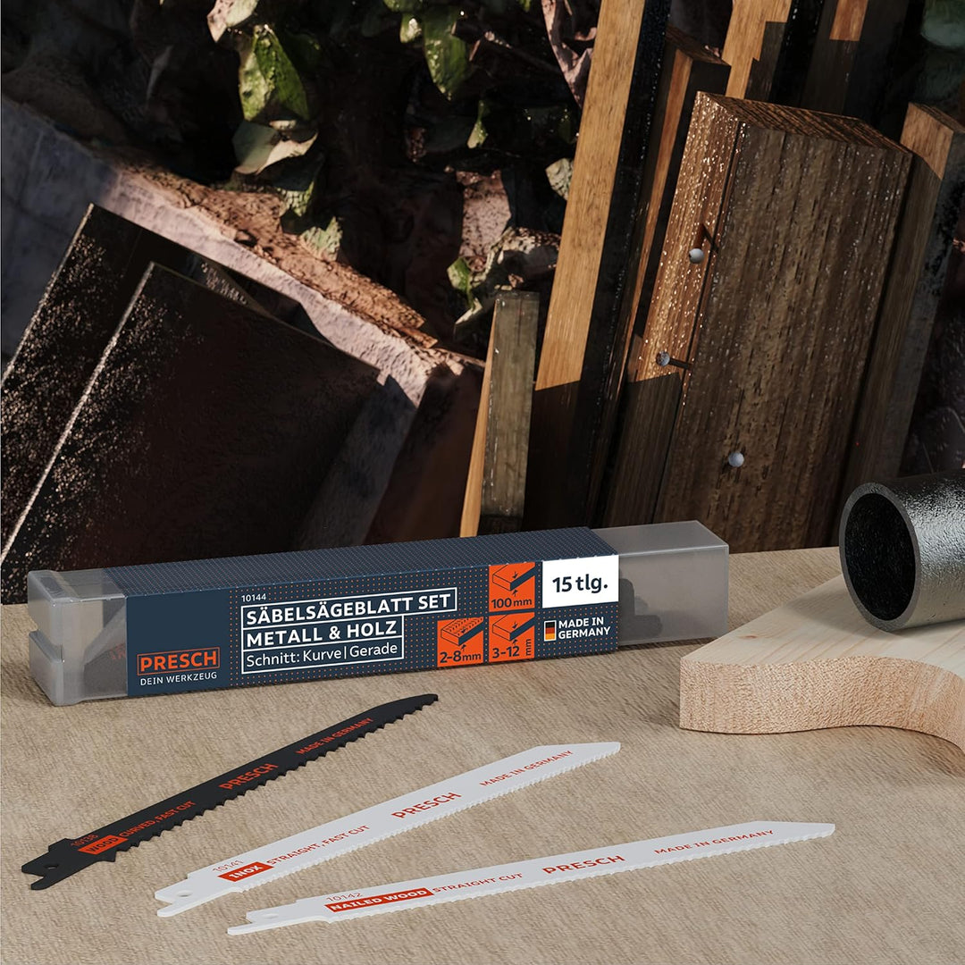 Presch Säbelsägeblätter Set Holz, Metall und Edelstahl 15 Stk. - Komplettes Säbelsägeblätter Set für