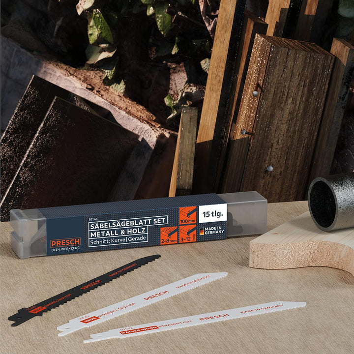 Presch Säbelsägeblätter Set Holz, Metall und Edelstahl 15 Stk. - Komplettes Säbelsägeblätter Set für