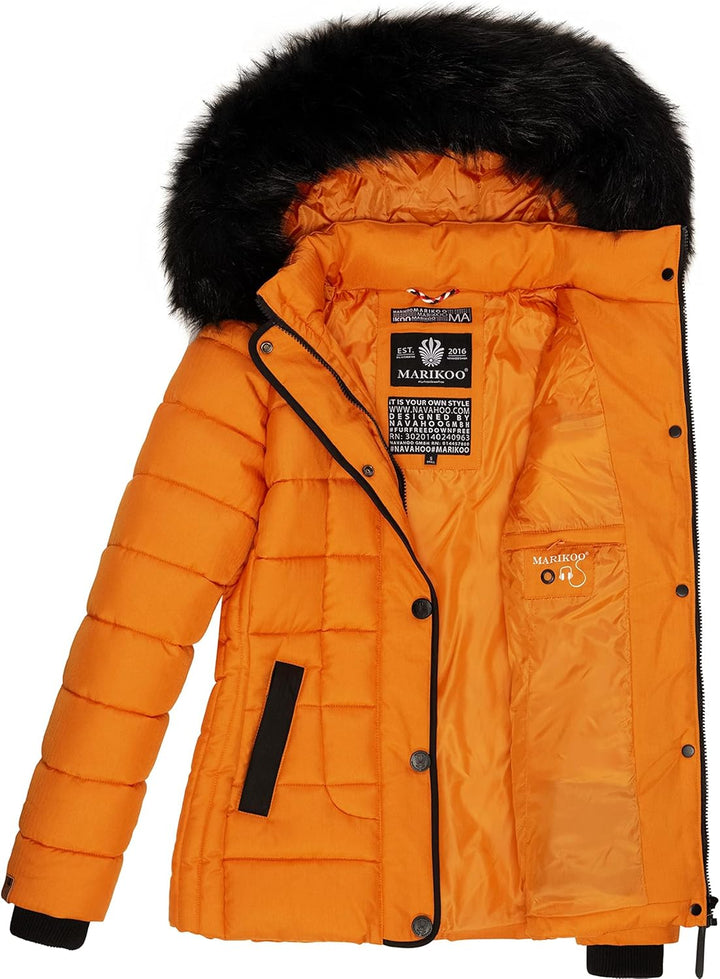 MARIKOO Damen warme Winter Steppjacke mit Kapuze Unique XS-XXL XS Burnt Orange, XS Burnt Orange
