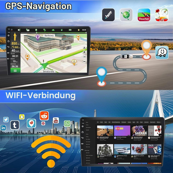 CAMECHO 2G+64G Android 15 Autoradio für VW Golf 5 Polo Skoda mit Navi Carplay Wireless Android Auto,