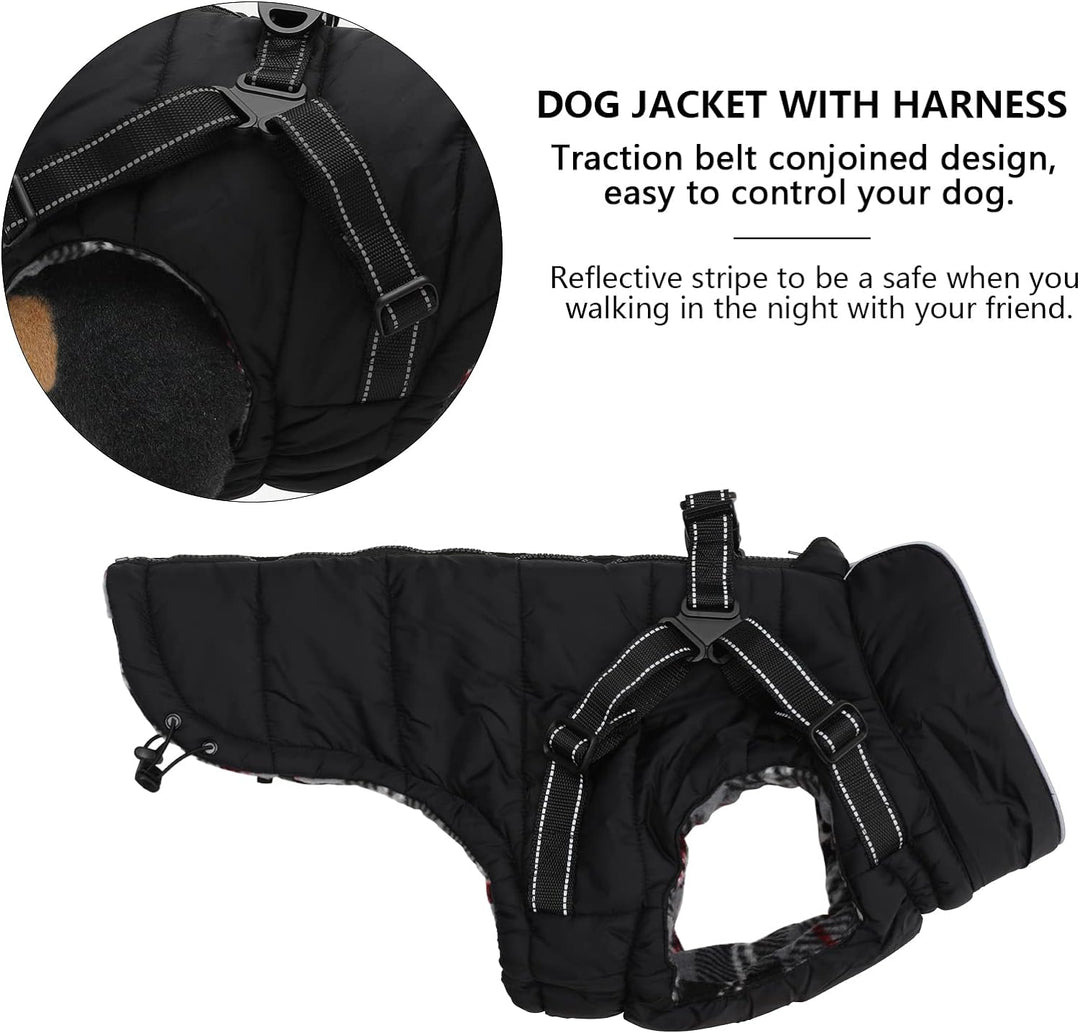 MOREZI Winterhundejacke, wasserdichte Aussenschicht, Fleecefutter, Rückenreissverschluss-Design, mit