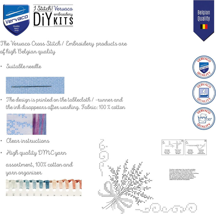 Vervaco Stickpackung/Läufer im vorgedruckten/vorgezeichneten Kreuzstich, Lavendel