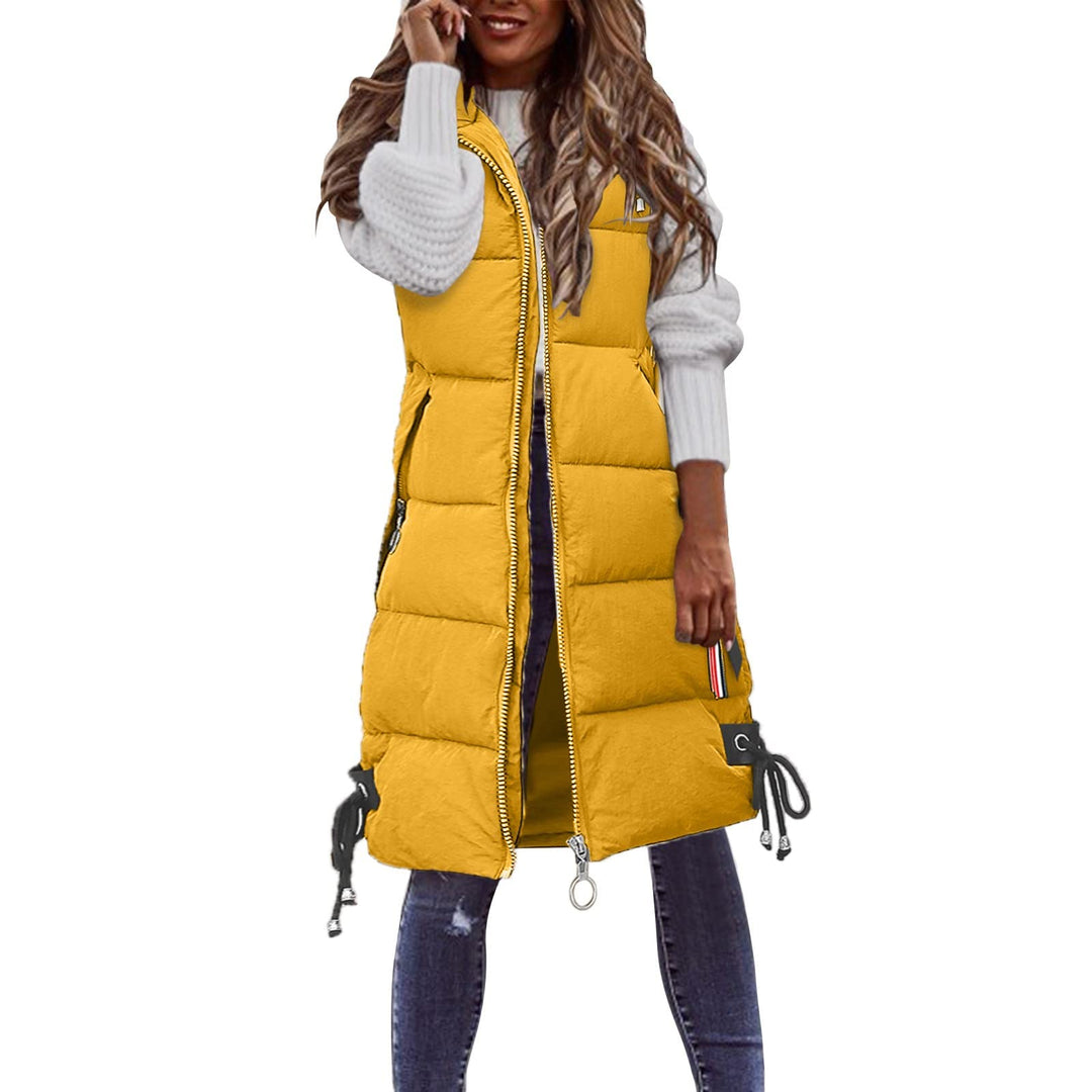 Chanpning Weste Damen Lang Winter Plus Size Long-Steppweste Lässige Pufferjacke Oversize Steppweste