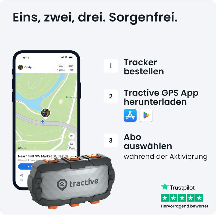 Tractive GPS Tracker Hund - XL Adventure | Bissfestes Glasfasergehäuse | Bis zu 1 Monat Akku | Markt