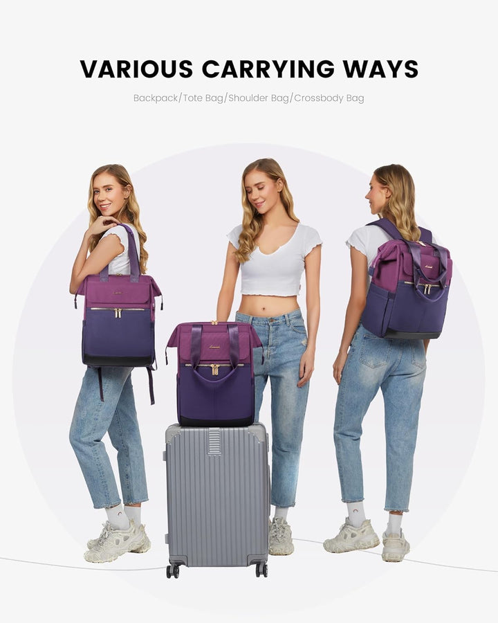 LOVEVOOK Rucksack Damen Lila, Arbeitsrucksack Cityrucksack Modern, Schultasche Backpack Women Elegan
