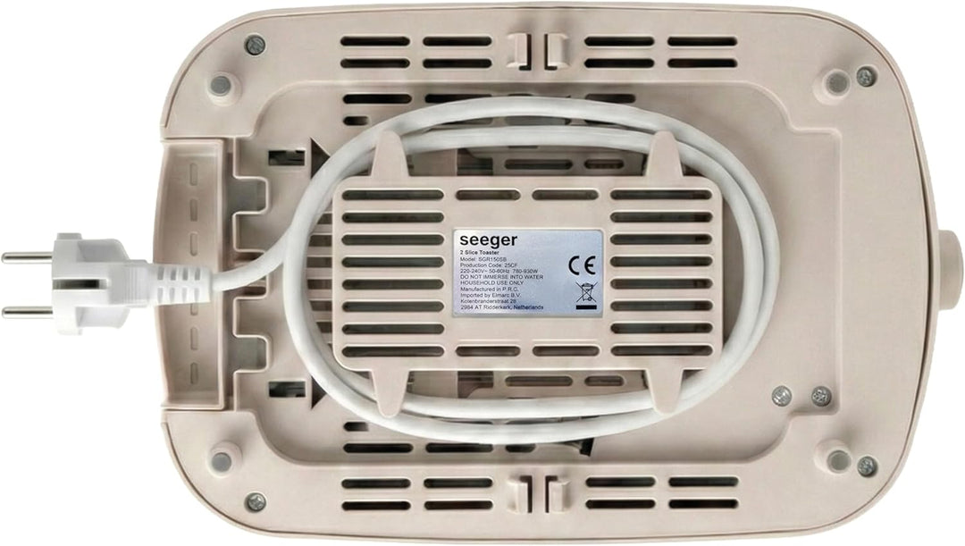 Seeger Toaster, 2 scheiben, 7 bräuningsstufen, Liftfunktion, Krümelschublade, Beige, 930 Watt, SGR15