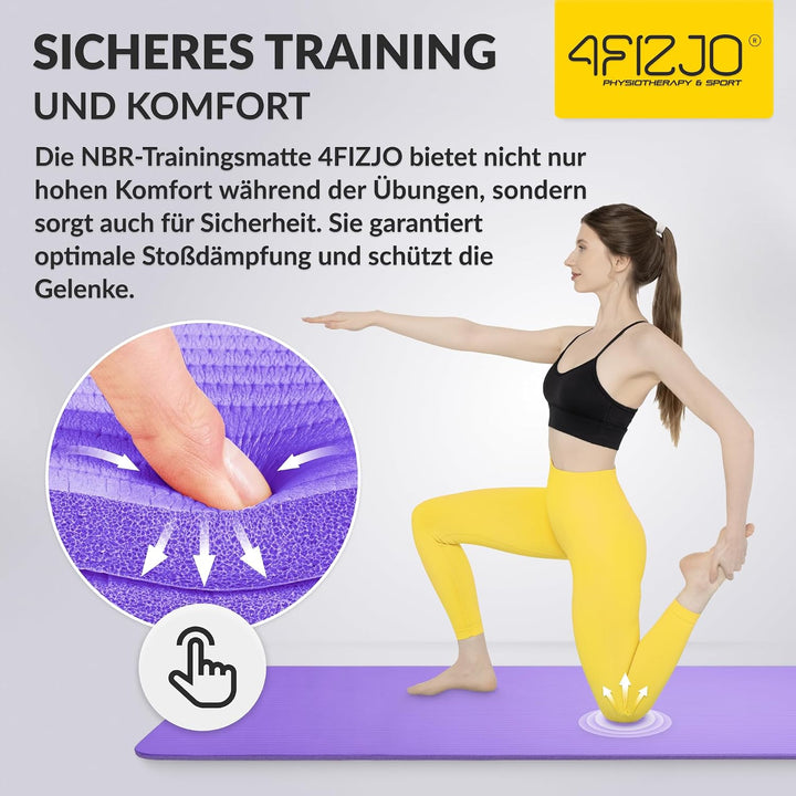 Fitnessmatte mit Tragegurt, Abm. 180x60 cm, NBR-Schaumstoff, Rutschfest, Komfort, In & Outdor, Pilat