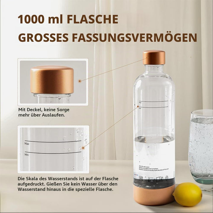 GreatWhip Wassersprudler Machine 1L Flasche, Wiederverwendbare BPA-freie, nicht geeignet für andere