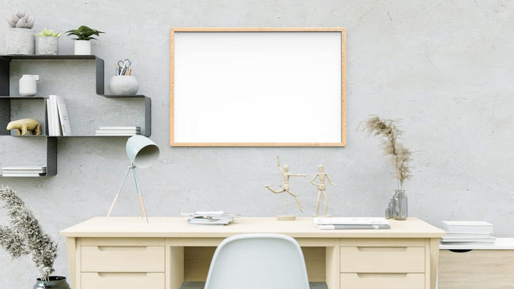 ALLboards Whiteboard mit Holzrahmen 100x80cm Magnettafel Weiss Magnetisch, Trocken Abwischbar 100B x