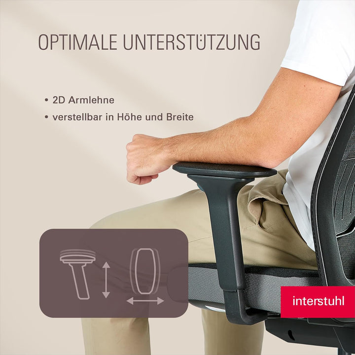 Interstuhl Style AIR + Ergonomischer Bürostuhl mit hoher Rückenlehne für grosse Menschen, Synchronme