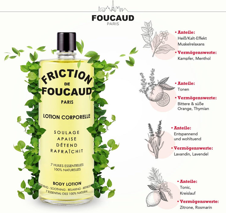 Lotion | Muskeltonus, Frische & Wohlbefinden | Glasflasche 500 ml | Ätherisches Öl-Konzentrat |Fouca