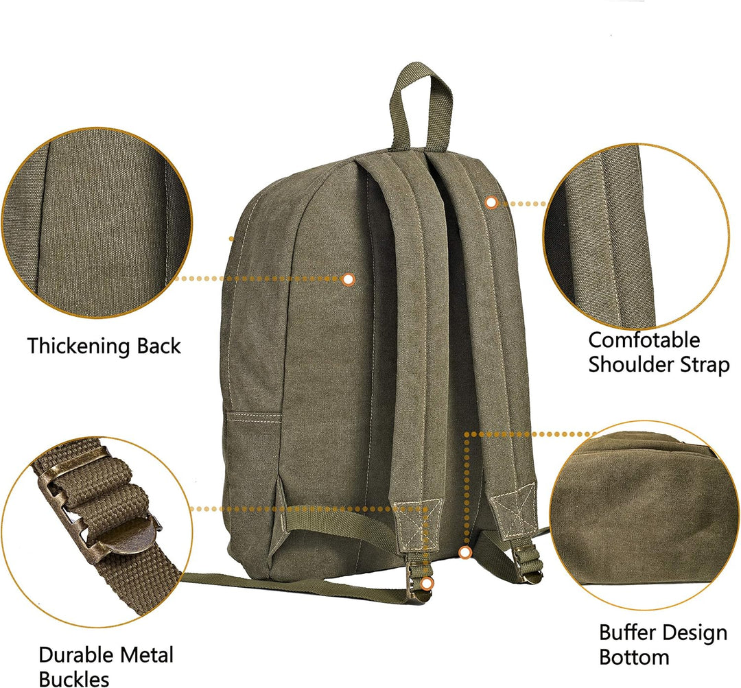 seemeroad Canvas Vintage Rucksack Ultraleichter und Lässiger Rucksäcke Laptop Daypack Schulrucksack
