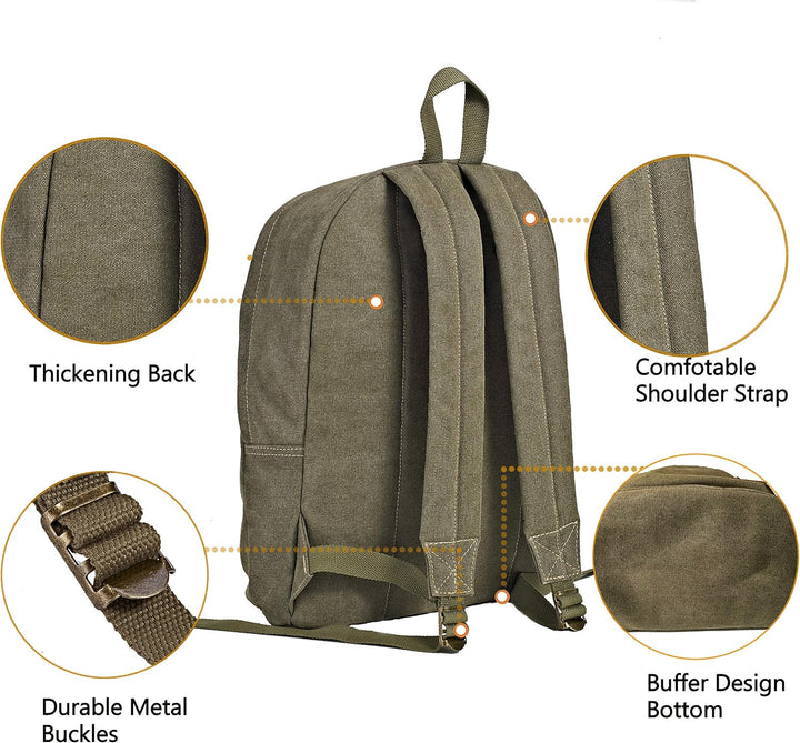 seemeroad Canvas Vintage Rucksack Ultraleichter und Lässiger Rucksäcke Laptop Daypack Schulrucksack