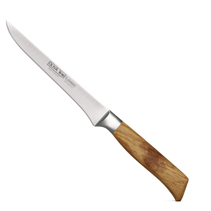 Burgvogel Solingen Ausbeinmbesser Flexibel 15 cm geschmiedet Olivenholz, Oliva Line, rostfrei, hell,