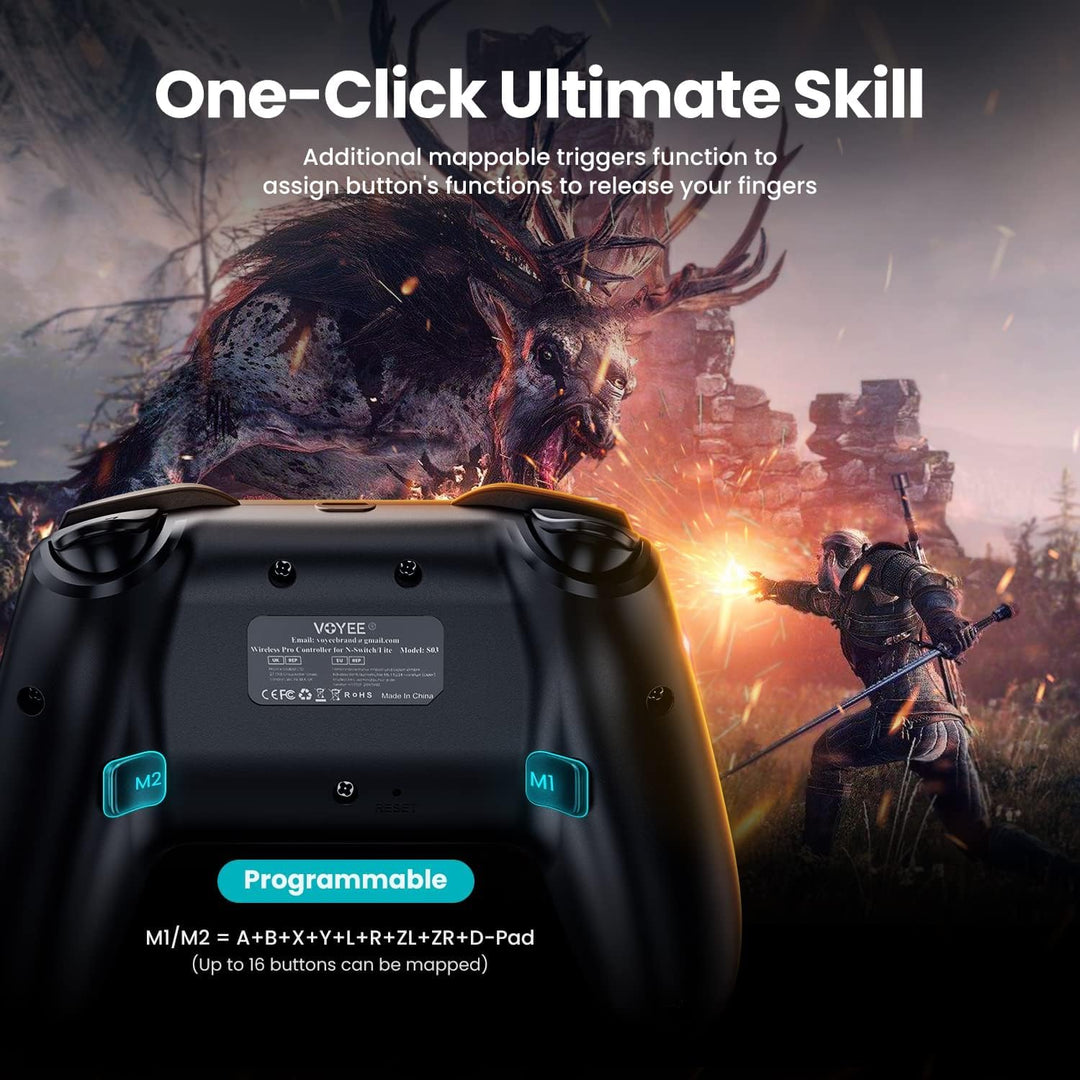 VOYEE Wireless Switch Controllers kompatibel mit Switch/Lite/OLED, Pro Gamepad mit Programmierung Tu