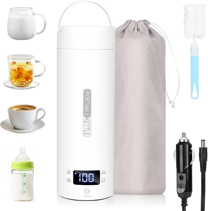 Dreamhigh® Reisewasserkocher, 500ml Mini Wasserkocher, 96W Wasserkocher Klein aus Edelstahl, Auto Wa