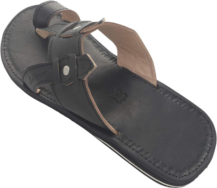 LaRocco Ledersandalen Zehenring Zehentrenner Zehenschlaufe Echtleder Sandalen 2.a.b.m 43 EU Mattschw