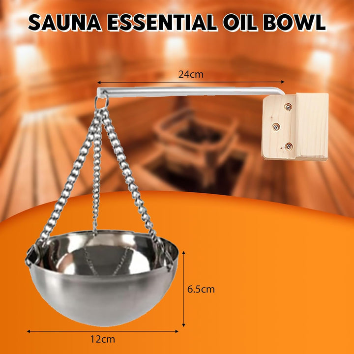 Saunakübel Set, 7L Aluminium Sauna Eimer mit Sanduhr, Saunaschale, Saunakelle, Thermo & Hygrometer,