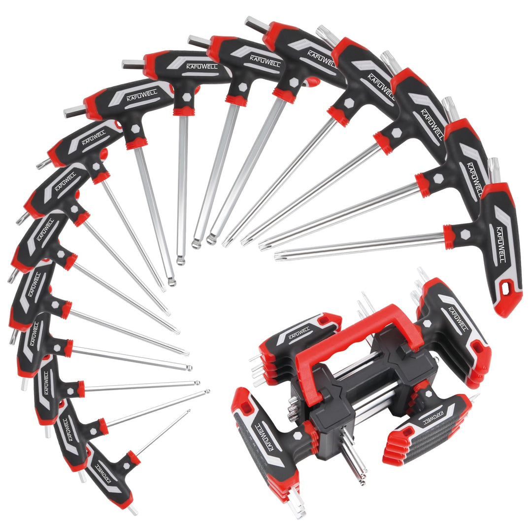 14-tlg Inbusschlüssel und Torx-Schlüssel-Satz T-Griff, metrisch Sechskant H2-H10, Torx-Schlüssel TX1