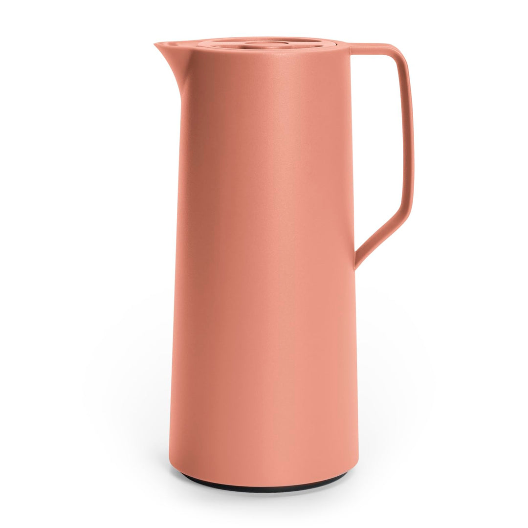 Emsa N41709 Motiva Isolierkanne | 1 Liter | Quick-Press-Verschluss | 12h heiss, 24h kalt | Glaskolbe