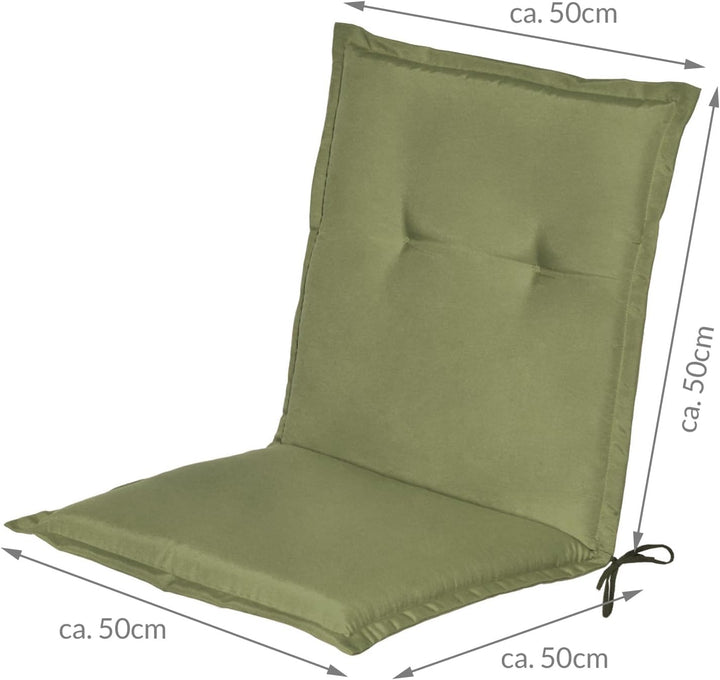 Beautissu Niedriglehner Auflage Gartenstuhl mit Schaumkern Füllung niedrig | 100x50x6cm Olivgrün Sit