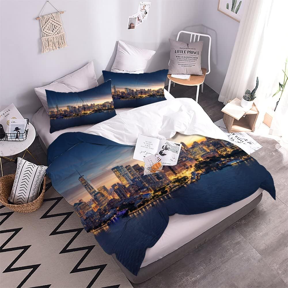 Skyline Von New York Bettwäsche 135×200 Weiche Mikrofaser 3d Druck Stadt-Landschaft Bettbezug mit Re