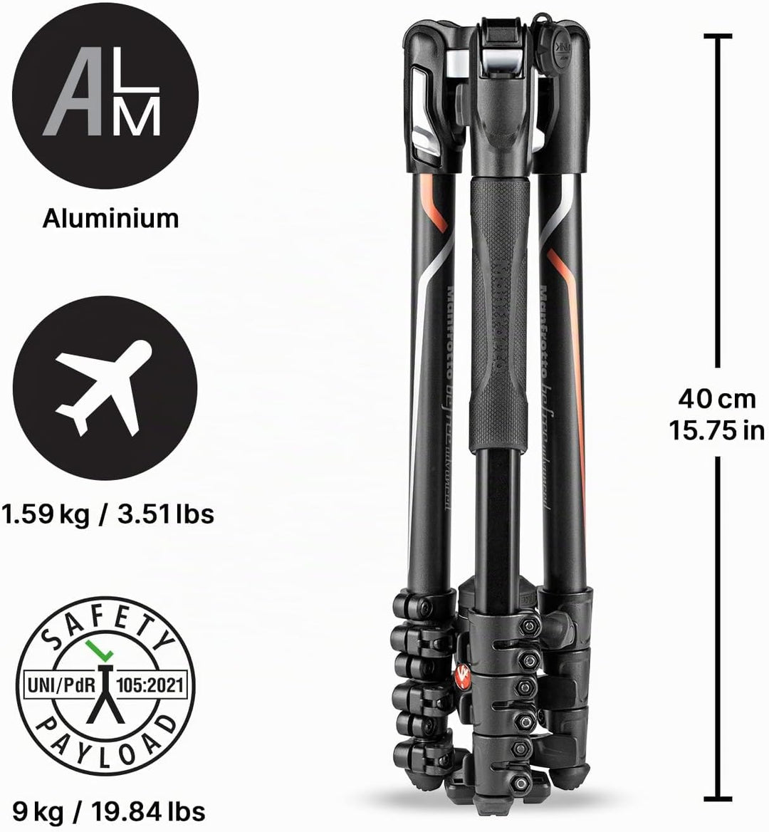 Manfrotto Befree Advanced Kamerstativ-Kit, Kompatibel mit Sony Alpha7 und Alpha9 Kameras, Reisestati