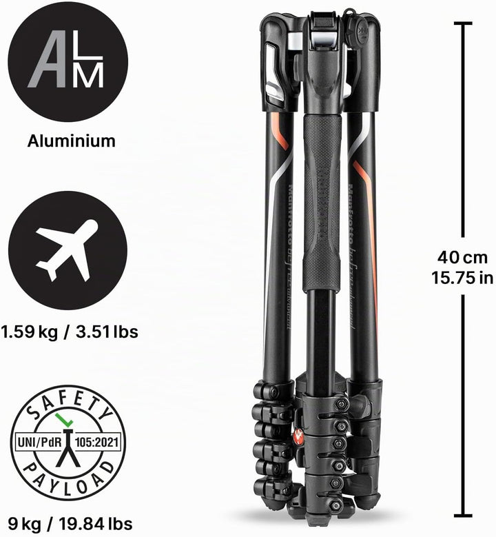 Manfrotto Befree Advanced Kamerstativ-Kit, Kompatibel mit Sony Alpha7 und Alpha9 Kameras, Reisestati