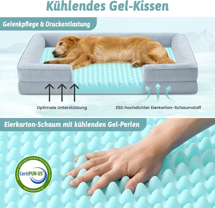 COZY KISS Kühlendes Hundebett Grosse Hunde, Q-Max>0.4 Sommer Hundekorb Selbstkühlend, 0rthopädisches