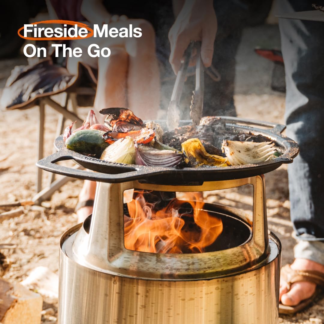 Solo Stove Bonfire Grillrost mit Aufsatz, Gusseisen-Grillrost mit Edelstahlaufsatz - Erhöhung von 20