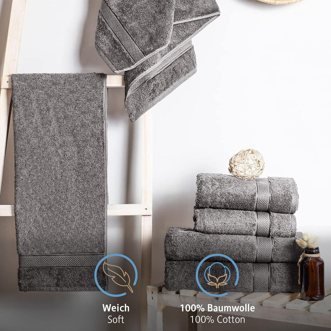 Komfortec 8er Handtücher 50x100 cm Set aus 100% Baumwolle, 470g/m², Frottee, Weich, Anthrazit Grau 8