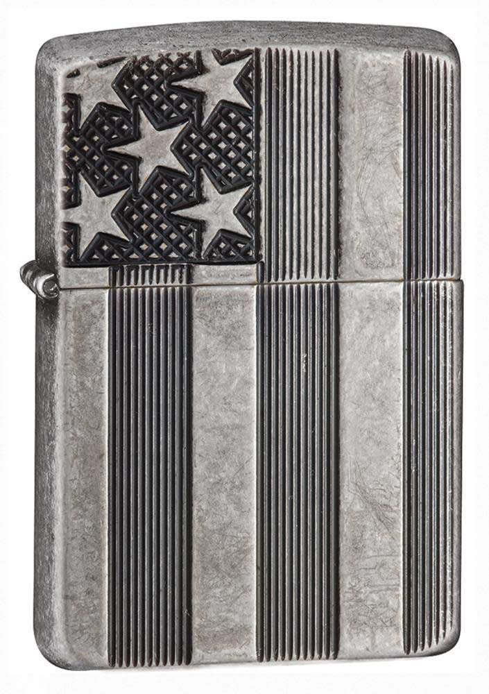 Zippo 60001624 Armor Antique Silver Plate DEEP Carved Feuerzeug, Messing US Flag