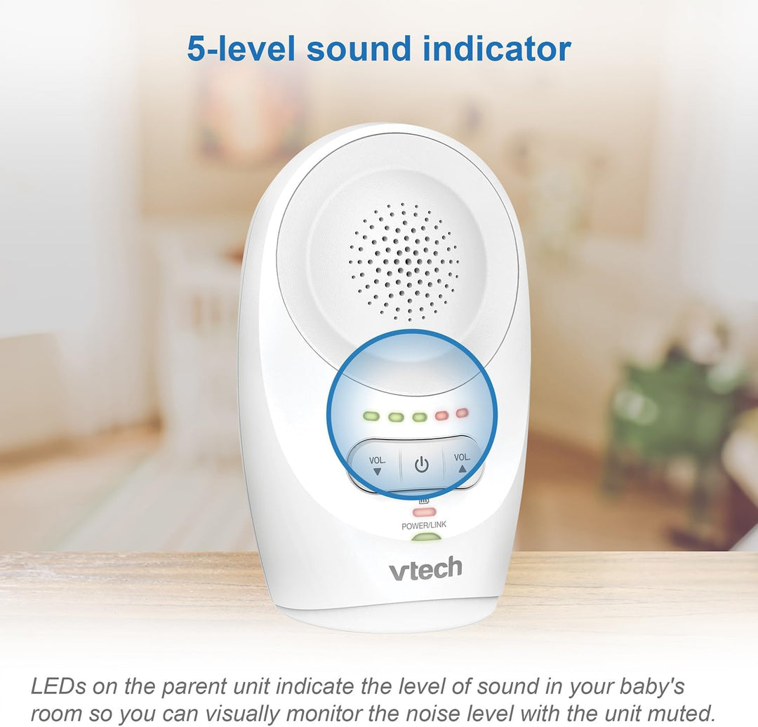 VTech Digitales Audio-Babyphon DM1111 – DECT-Technologie, Geräuschpegelanzeige, Gürtelclip u. v. m.