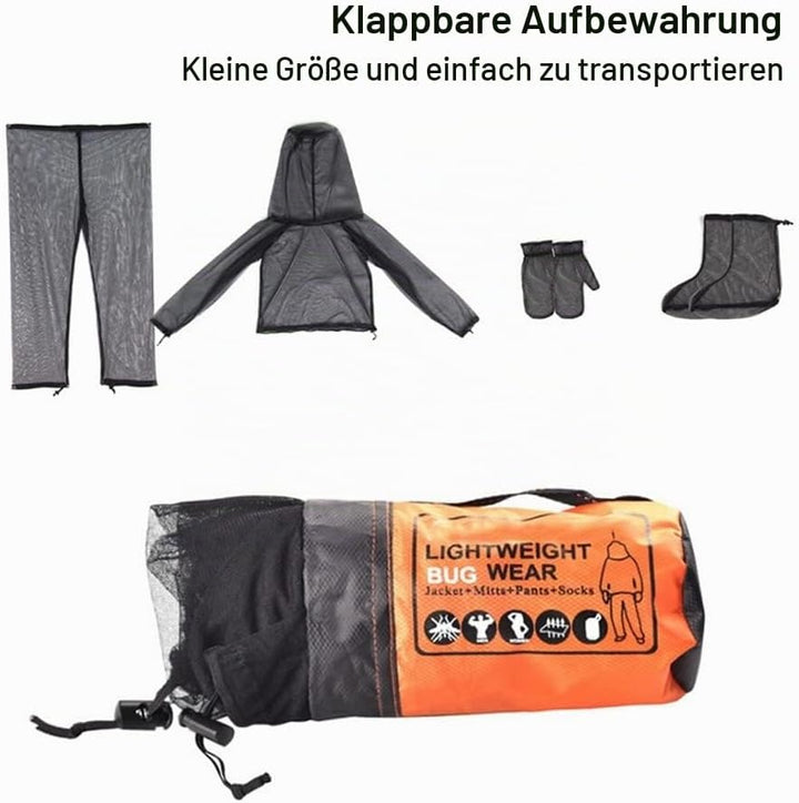 Moskito Anzug, 4 Stück ultrafeiner Mücken Schutzanzug, atmungsaktive Mückenschutz Kleidung mit Kapuz