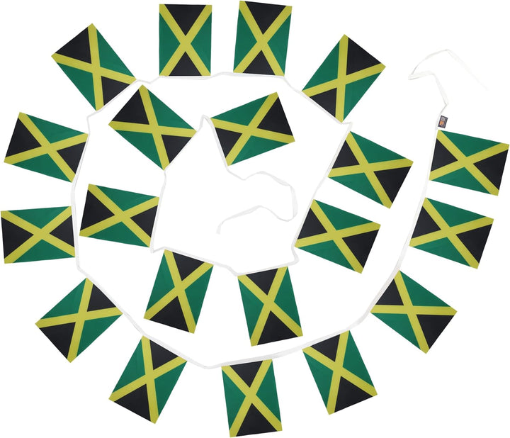 AZ FLAG FAHNENKETTE Jamaika 12 Meter mit 20 flaggen 45x30cm- JAMAIKANISCHE Girlande Flaggenkette 30