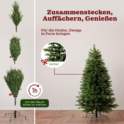 BoomDing Weihnachtsbaum mit Beleuchtung - 100% Spritzguss - 180 cm hoch mit 350 LED - naturgetreuer
