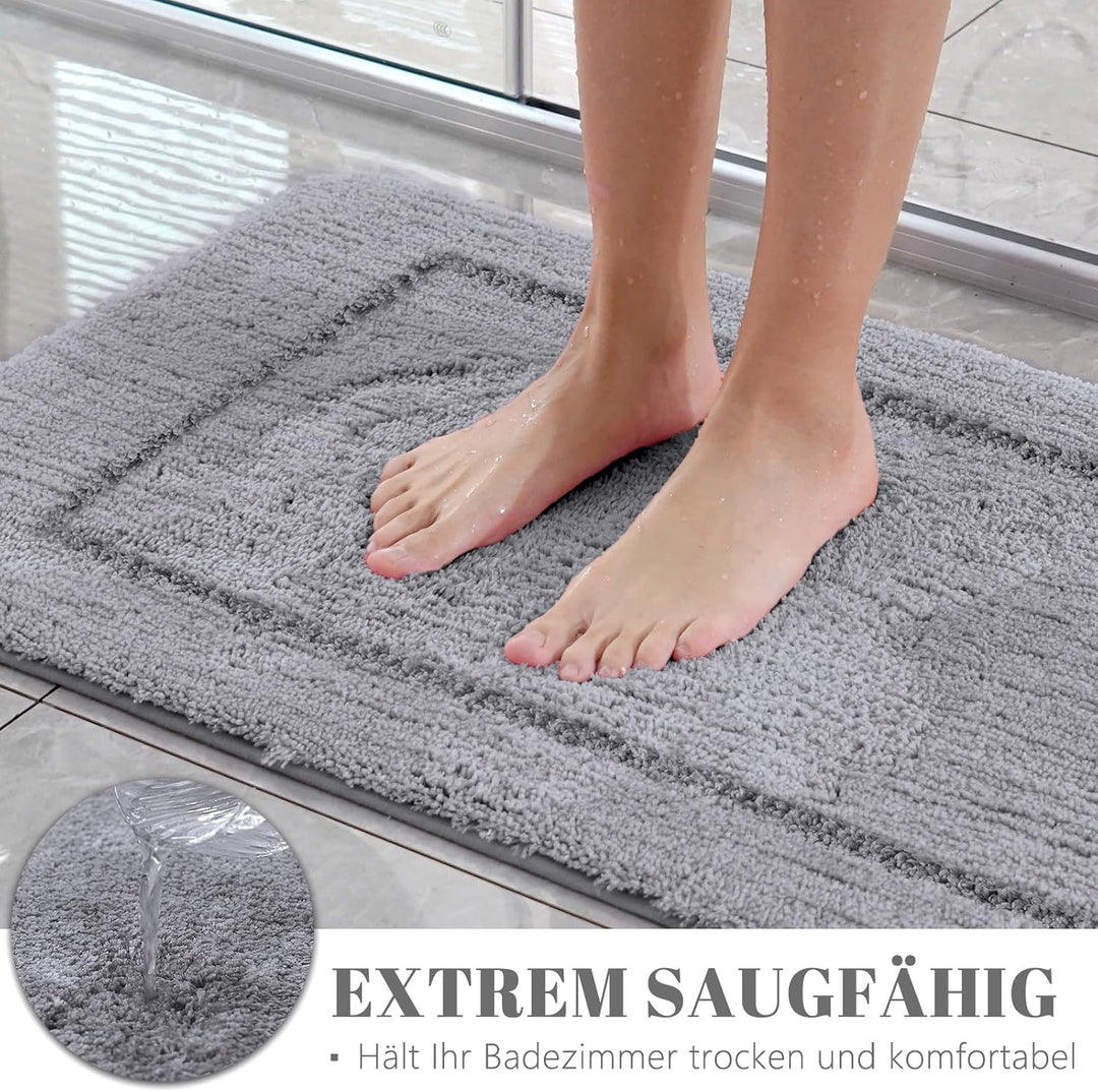 60x150 cm Badezimmerteppich, Hochflor Mikrofaser, rutschfest & Waschbar, Saugfähig Gross Duschteppic