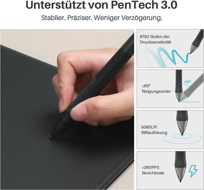 HUION Inspiroy 2 M Grafiktabletts, Tragbares Zeichentablett mit 8192 Stufen batterielosem Digitalsti