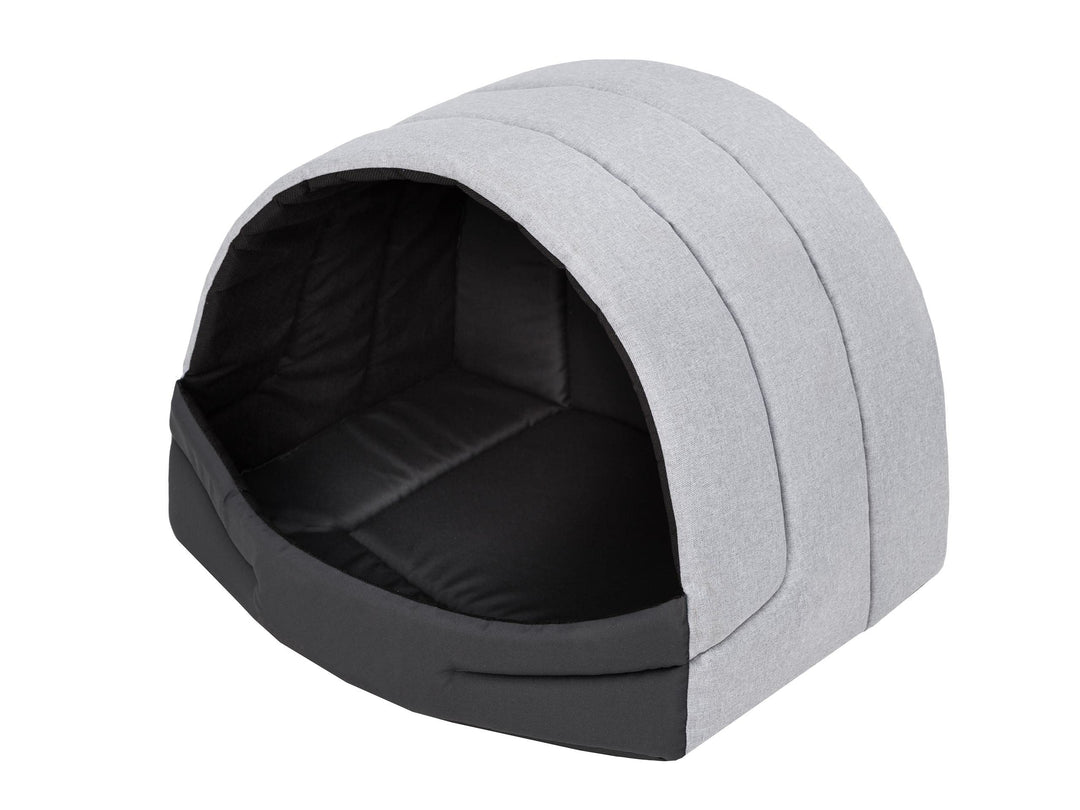 Hundehütte Hundehöhle Hundebett Hundehaus Katzenhöhle Schlafplatz L - 55x43 cm Aschgrau