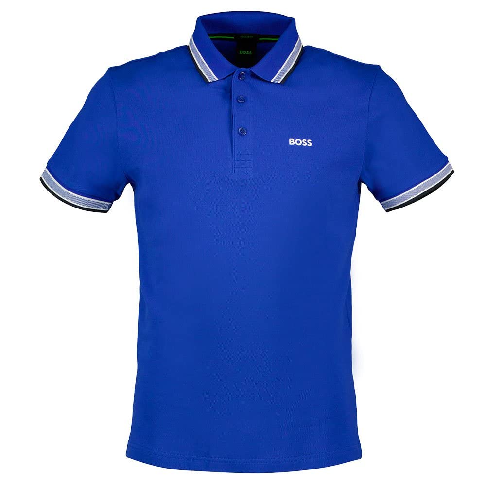 BOSS Herren Paddy Poloshirt aus Bio-Baumwolle mit Logo M Bright Blue433, M Bright Blue433