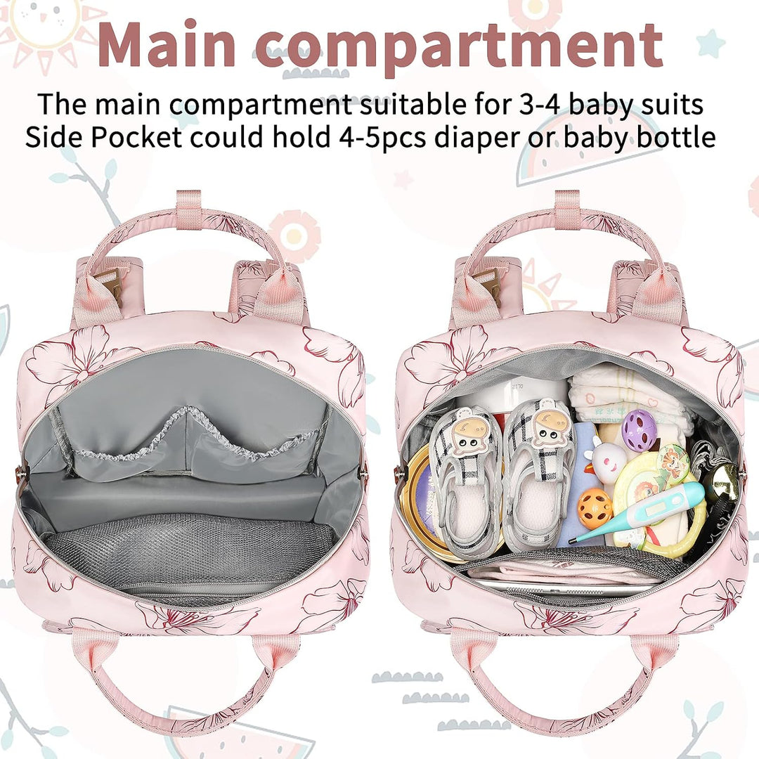 Legestori Diaper Bag Backpack, Baby Girl Diaper Bag with Insulated Pockets and Stroller Straps Rosa,