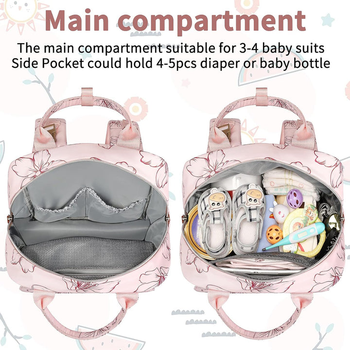 Legestori Diaper Bag Backpack, Baby Girl Diaper Bag with Insulated Pockets and Stroller Straps Rosa,