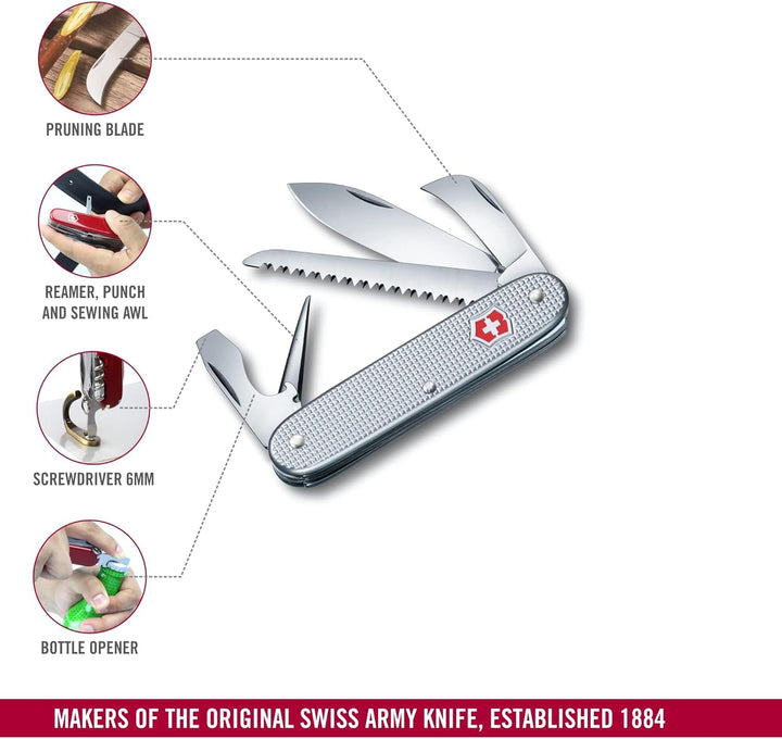 Victorinox Swiss Army 7 Alox, Schweizer Taschenmesser, Multitool, 7 Funktionen, Mit Holzsäge, Stech-