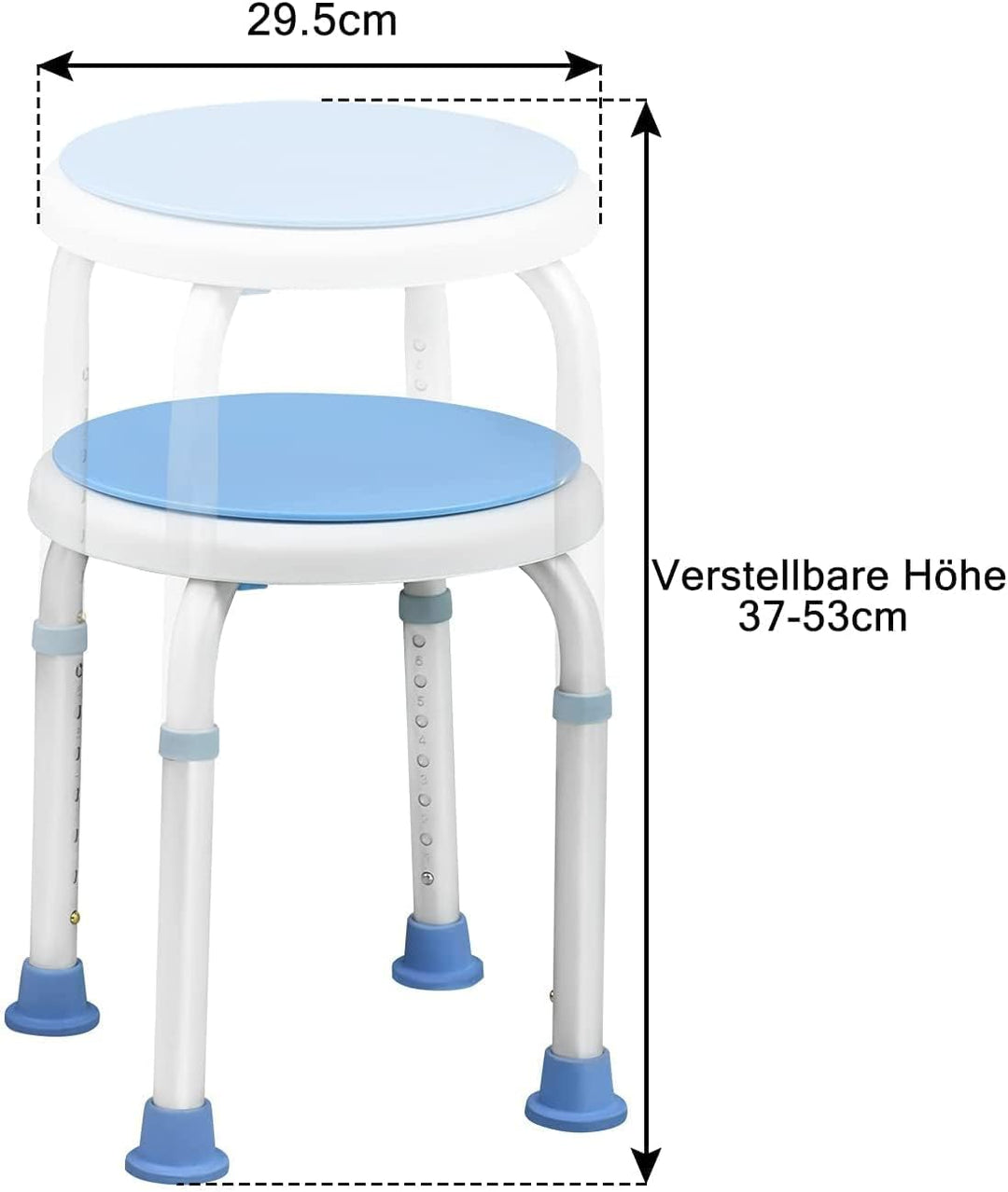 YUENFONG Duschhocker Duschstuhl Höhenverstellbarer, 360° drehbarer Duschsitz, Anti-Rutsch Sicherheit