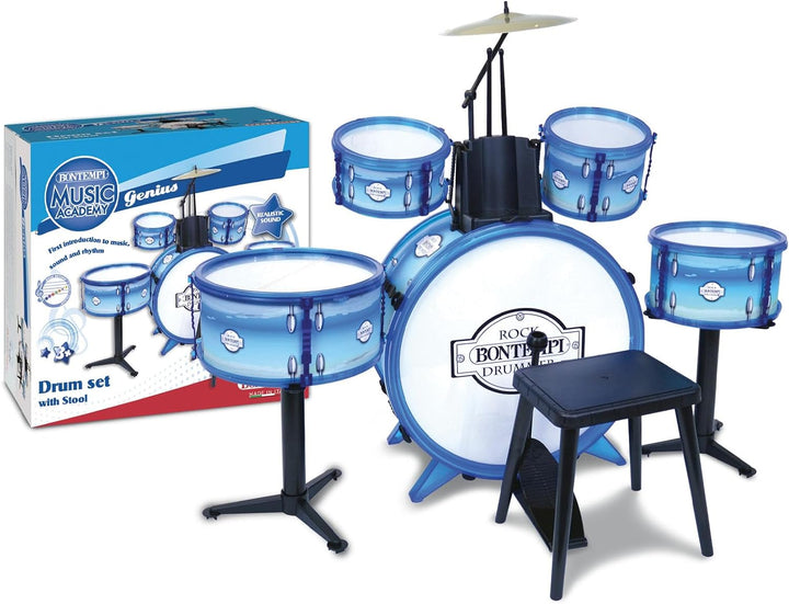 Bontempi – 51 4831 – Akku Rock Drummer 5 Trommeln, 514831, weiss Blau Blanc; Bleu, Blanc; Bleu