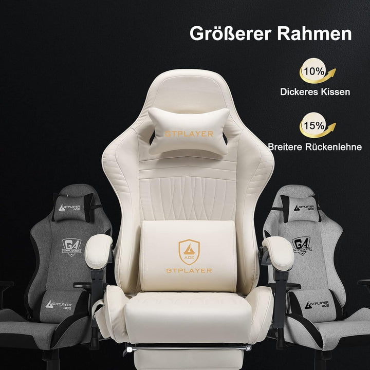 GTPLAYER Gaming Stuhl, Ergonomischer Gaming Sessel Schreibtischstuhl PC Gamer Racing Stuhl mit Fusss