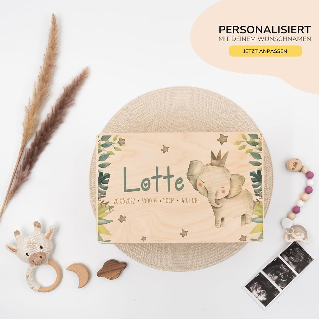 KIDSMOOD - Erinnerungsbox Baby, personalisierte Holzkiste mit Deckel, Ideal zur Aufbewahrung von Eri